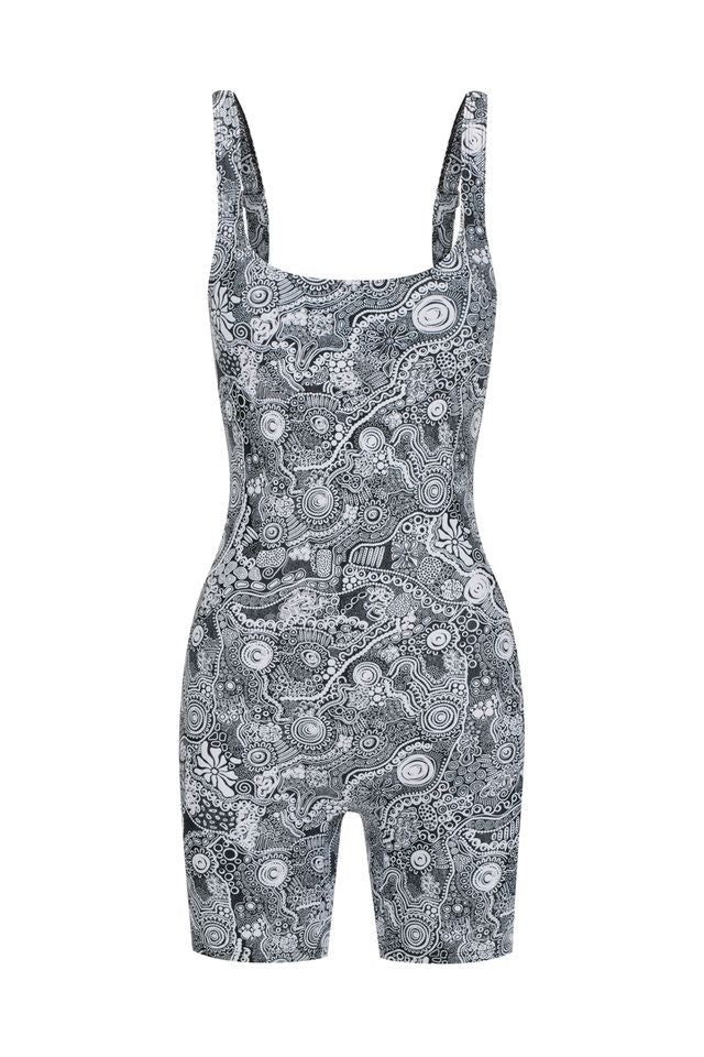 Milindee Body Suit in the Wirl print by Jalayimiya