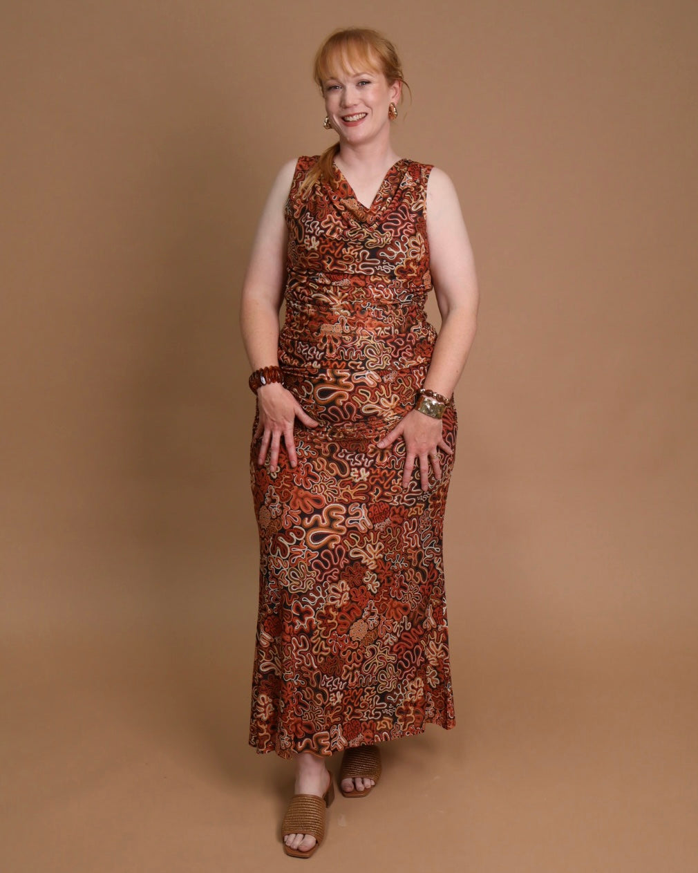 Kangkurl Mesh Top and Mirtal Mesh Skirt in the Walmarta print by Jalayimiya