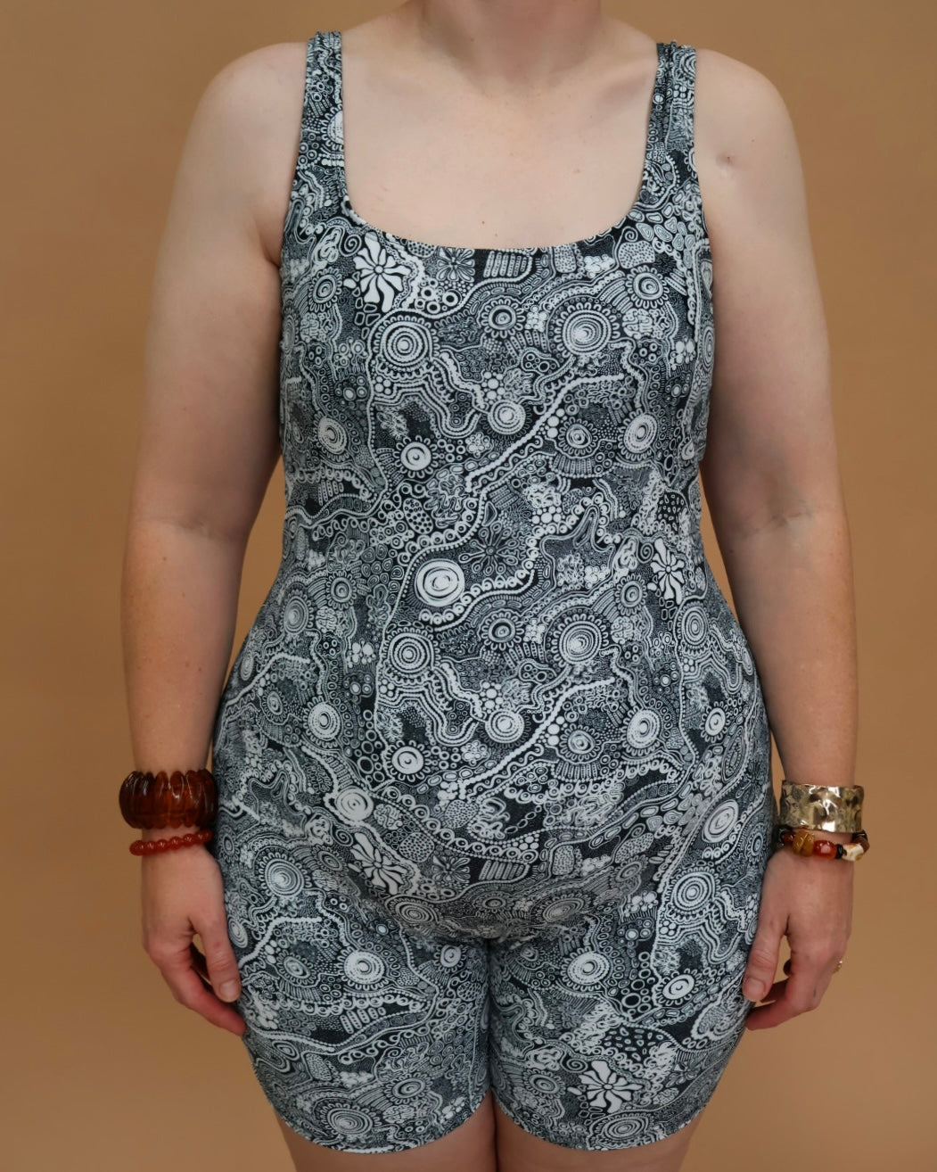 Milindee Body Suit in the Wirl print by Jalayimiya